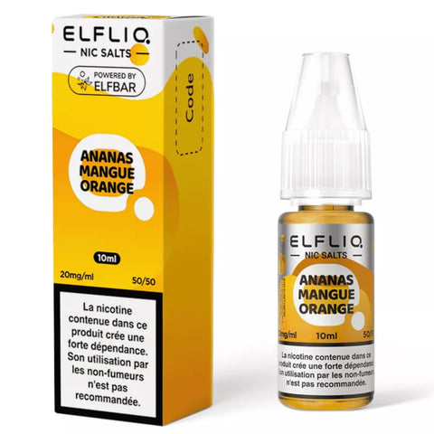 E-liquide Pineapple Mango Orange Elfbar Elfliq aux sels de nicotine, flacon de 10 mL