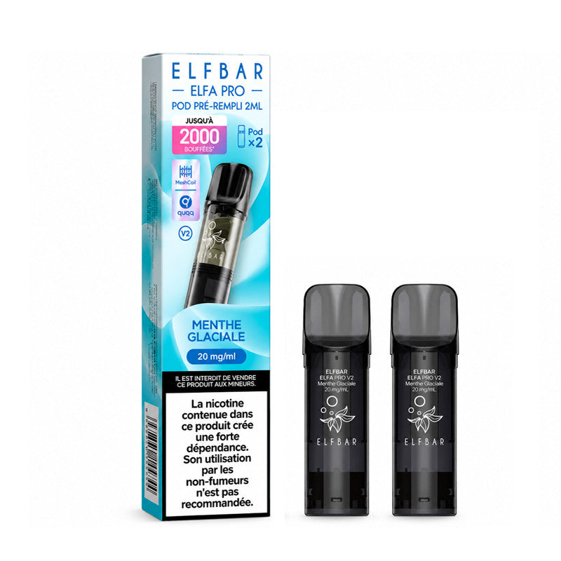 Pods pré-remplis Elfa Pro Menthe Glaciale Elfbar, boîte de 2