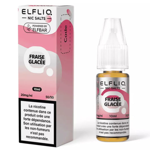 E-liquide Fraise Glacée Elfbar Elfliq aux sels de nicotine, flacon de 10 mL