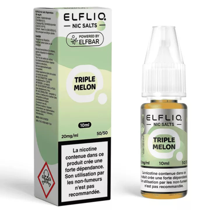 E-liquide Triple Melon Elfbar Elfliq aux sels de nicotine, flacon de 10 mL