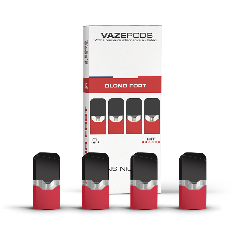Vaze Pods Blond Fort : boîte de 4 cartouches pré-remplies sans nicotine (0 mg/mL)