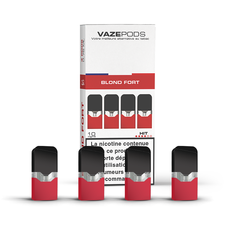 Vaze Pods Blond Fort : boîte de 4 cartouches pré-remplies en 10 mg/mL