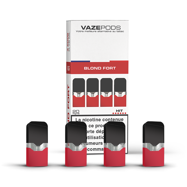 Vaze Pods Blond Fort : boîte de 4 cartouches pré-remplies en 20 mg/mL