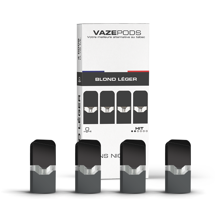 Vaze Pods Blond Léger : boîte de 4 cartouches pré-remplies sans nicotine (0 mg/mL)