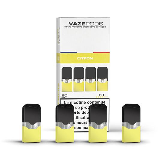 Vaze Pods Citron : boîte de 4 cartouches pré-remplies en 20 mg/mL