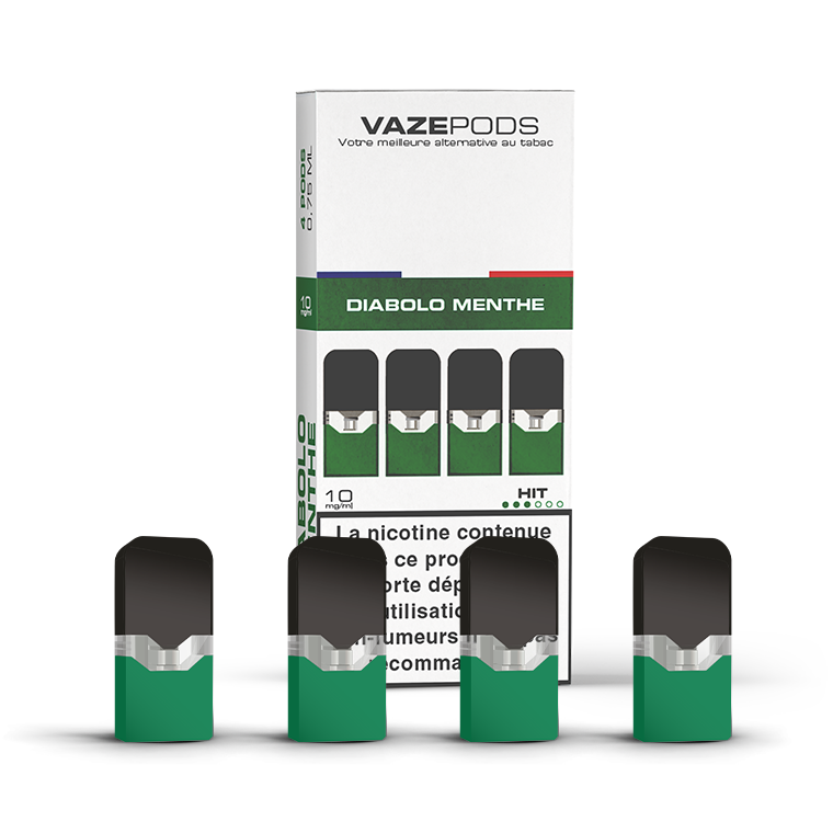 Vaze Pods Diabolo Menthe : boîte de 4 cartouches pré-remplies en 10 mg/mL