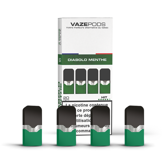 Vaze Pods Diabolo Menthe : boîte de 4 cartouches pré-remplies en 20 mg/mL