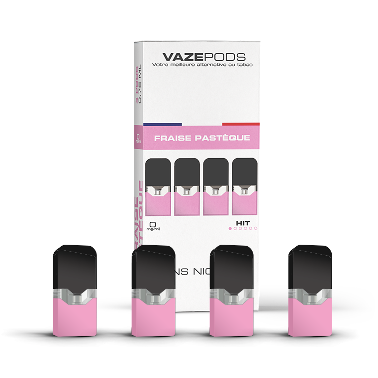 Vaze Pods Fraise Pastèque : boîte de 4 cartouches pré-remplies sans nicotine (0 mg/mL)