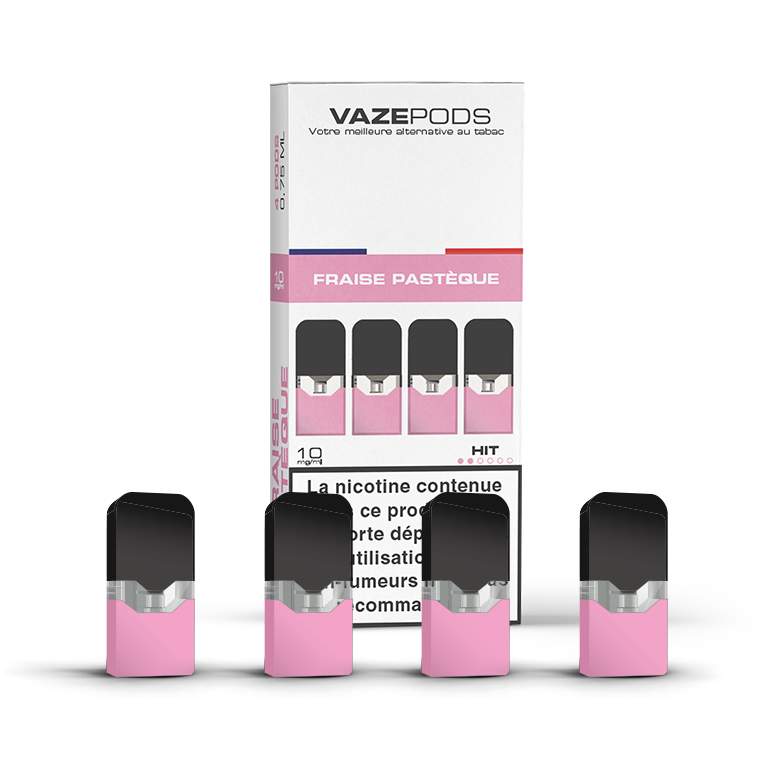 Vaze Pods Fraise Pastèque : boîte de 4 cartouches pré-remplies en 10 mg/mL