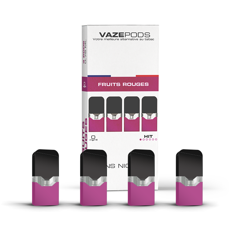 Vaze Pods Fruits Rouges : boîte de 4 cartouches pré-remplies sans nicotine (0 mg/mL)