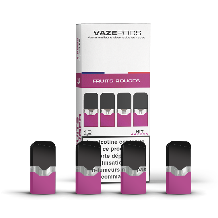 Vaze Pods Fruits Rouges : boîte de 4 cartouches pré-remplies en 10 mg/mL