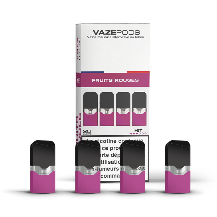 Vaze Pods Fruits Rouges : boîte de 4 cartouches pré-remplies en 20 mg/mL