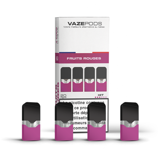 Vaze Pods Fruits Rouges : boîte de 4 cartouches pré-remplies en 20 mg/mL