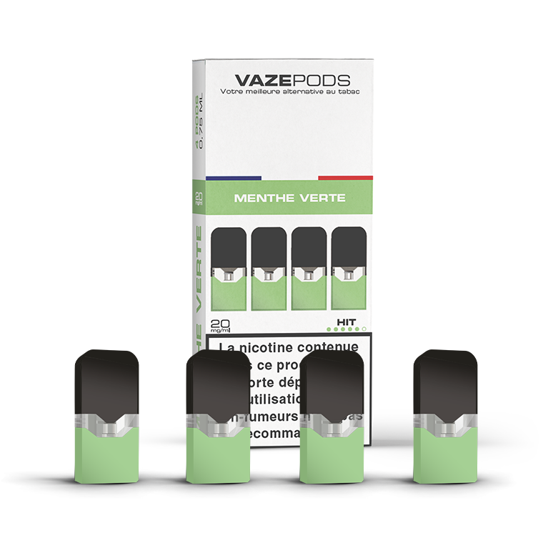 Vaze Pods Menthe Verte : boîte de 4 cartouches pré-remplies en 20 mg/mL
